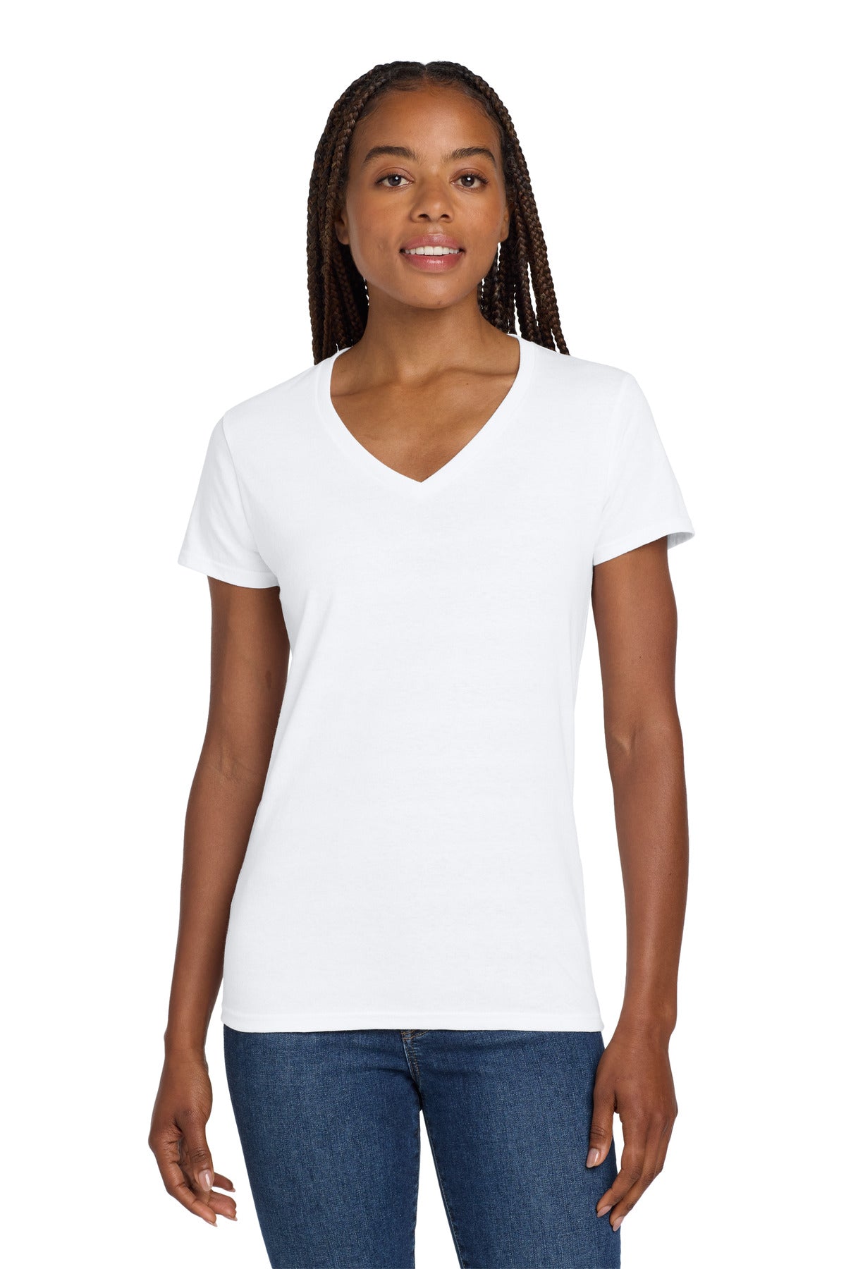 Gildan Women's Heavy Cotton 100% Cotton V-Neck T-Shirt. 5V00L