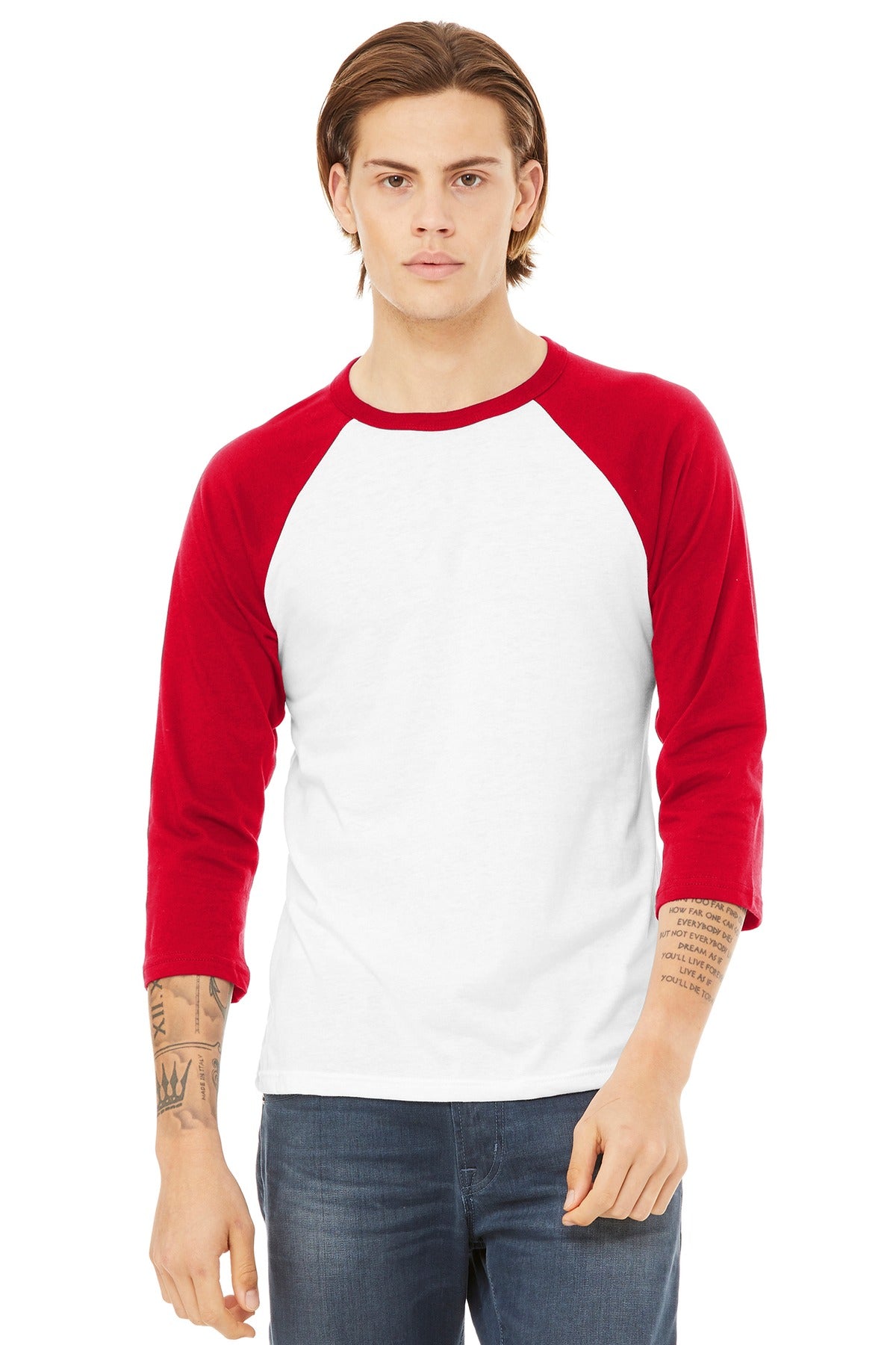 BELLA+CANVAS  Unisex 3/4-Sleeve Baseball Tee. BC3200