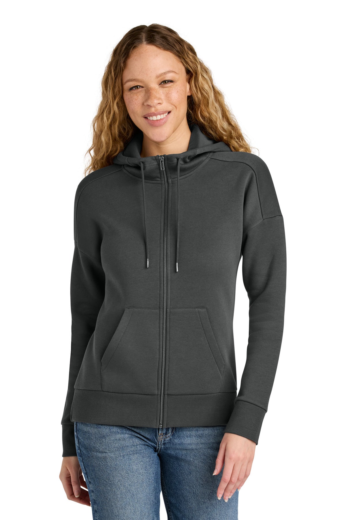 District  Women's Perfect Weight  Fleece Drop Shoulder Full-Zip Hoodie DT1104