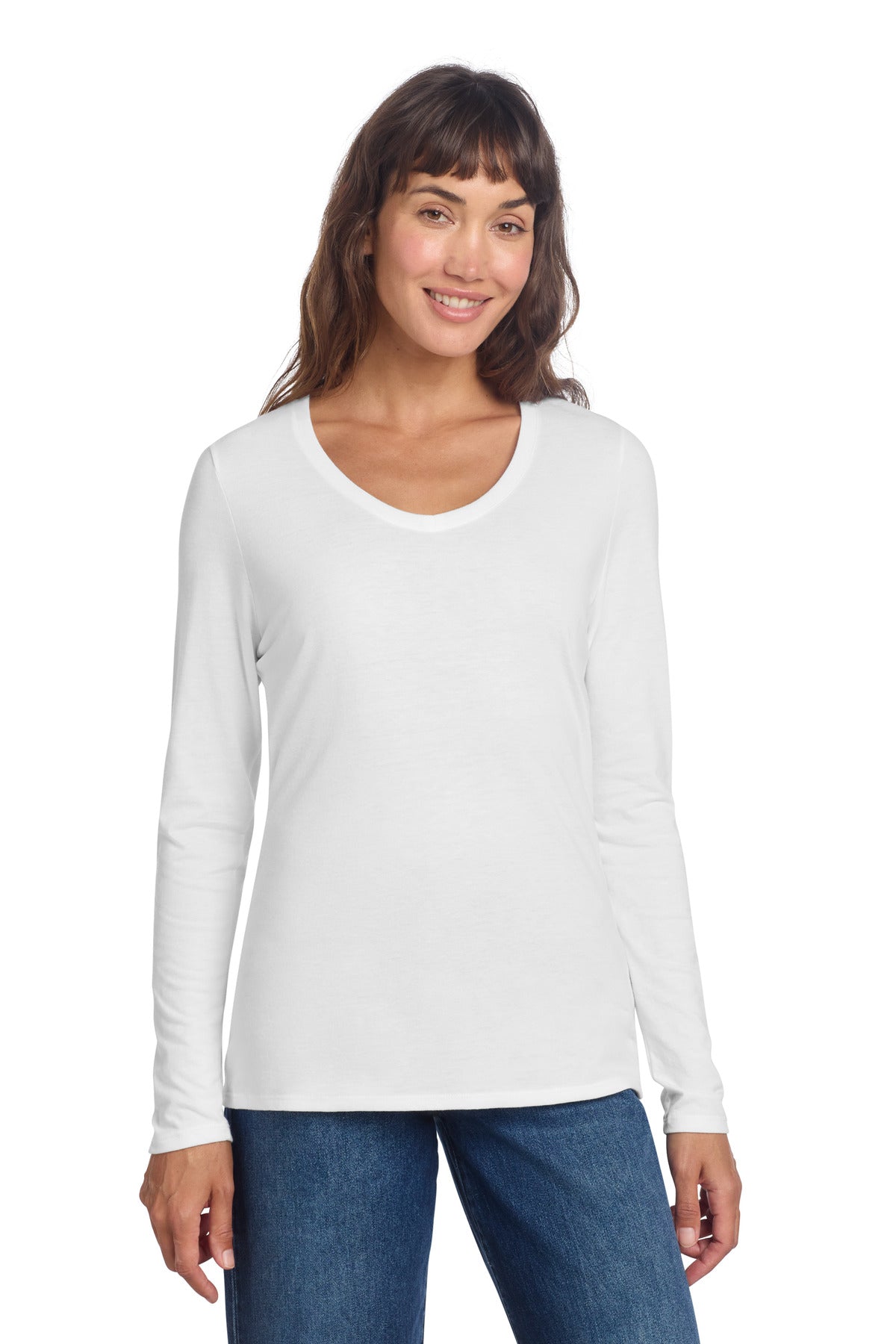 District Women's Perfect Tri Long Sleeve V-Neck Tee DT135