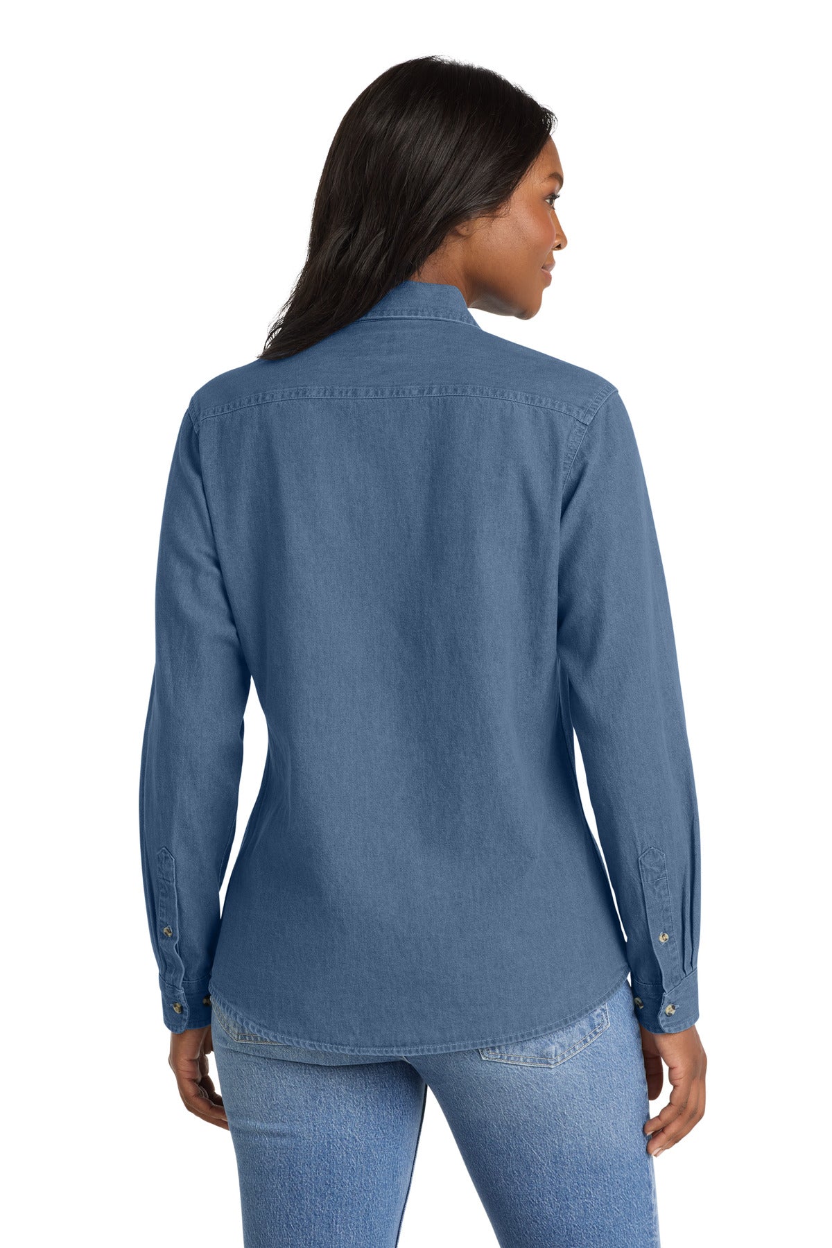 Port & Co Women's Long Sleeve Value Denim Shirt.  LSP10